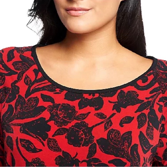 Susan Graver Liquid Knit Printed Top with 3/4 Raglan Sleeves Size S NWOT - Picture 9 of 9